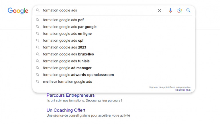 Termes de recherche associés sur Google